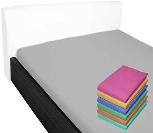 Nurtextil24 Bettlaken 100% Baumwolle 28 Farben und 4 Größen ohne Gummizug Grau 100 x 170 cm