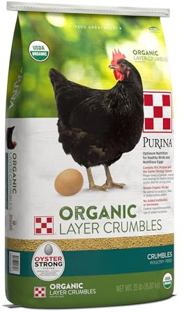 Purina | Nutritionally Complete Non-GMO Organic Layer Hen Feed Crumbles - Chicken Feed | 35 Pound (35 lb.) Bag