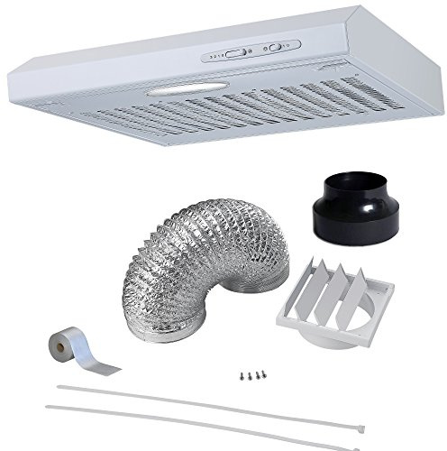 Cookology 50cm Wall Visor Cooker Hood - Extractor Fan - Ducting Kit - White | Wall Mounted - 3 Speed Ventilation - LED Light