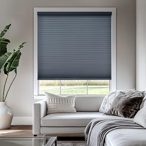CHICOLOGY Cellular Shades – Cordless Honeycomb Blinds, Blackout or Light Filtering Window Shades for Home, Bedroom, Living Room, Kitchen, Office & Door Windows – Morning Ocean, 30 W x 64 H