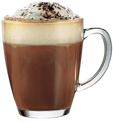 Latte Glass Tea Coffee Cup Mug (Fits Tassimo & Dolce Gusto) (385ML X 6)