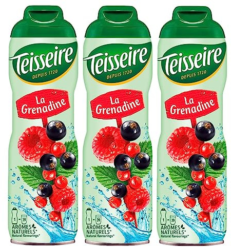 Teisseire Getränke-Sirup Grenadine 600ml - Sirup der genauso schmeckt wie die Frucht (3er Pack)