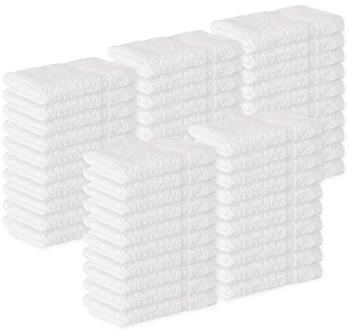 GREEN LIFESTYLE Washcloths 12 x 12 50 Pack - 100% Cotton Wash Cloths, Bulk Washcloths, Face Towels Cotton, Soft Absorbent Bath Washcloths for Body, Face and Bathroom Use (White)