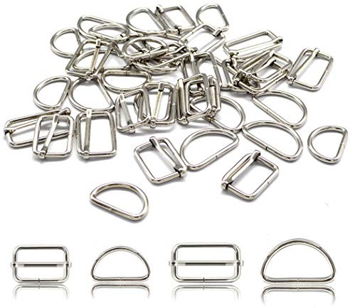 HEEFEN 40 stycken bältesspännen i metall 32 mm bältesinställning D-ringar för handväskor, plånbok, rem, ryggsäck (32 mm)