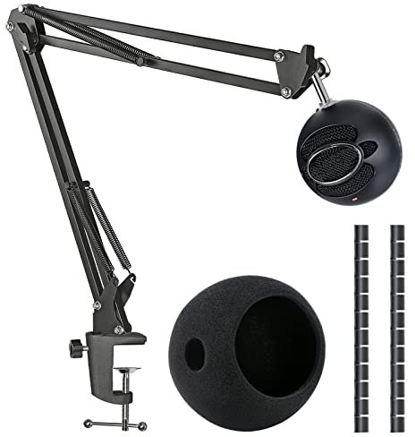 Sunmon Support de micro Snowball iCE avec filtre anti-pop Compatible avec microphone USB Blue Snowball Ice avec manchon de câble