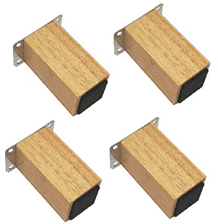 Oak Sofa Legs,Square Wooden Furniture Legs,Set of 4 Solid Wood Cupboard Legs,Replacement Furniture Cabinet Feet,for Ottoman,Couch,Bench,Dresser,with Mounting Plate and Screws(Wood color12cm)