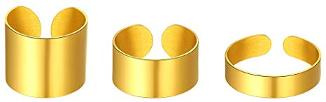 Richsteel Herren Damen Ring Hochgepoliert Bandring Matt Ring verstellbare offener Bandring mit Geschenkebox