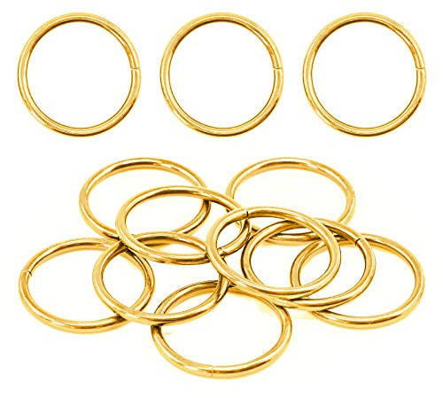 Swpeet 60Pcs Heavy Duty 3/2 Inch - 38mm Gold Multi-Purpose Metal O Ring Metal Rings for Hardware Bags Ring Hand DIY Accessories Keychains Belts and Dog Leas (Gold, 3/2 Inch)