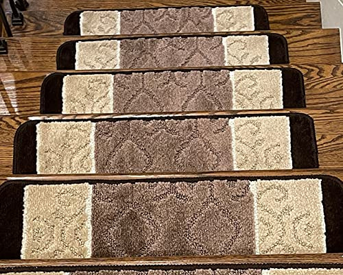 Gloria High Pile Non-Skid Rubber Back Gripper Carpet Stair Treads Non Slip Washable Stair Mats (Set of 7), 8.5 x 26