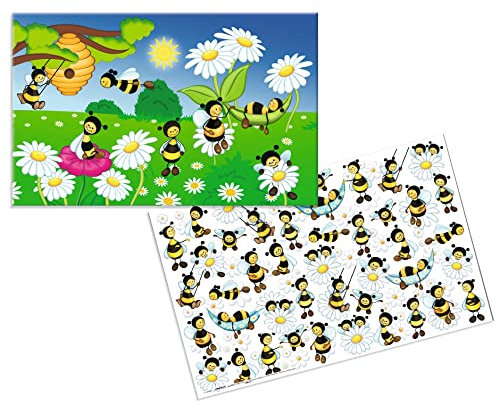 HERMA 19693 Schreibtischunterlage Kindergarten Bienenwiese, abwischbare Kinder Schreibunterlage aus Karton, 55 x 35 cm, beidseitige Motiv Tischunterlage für Mädchen & Jungen
