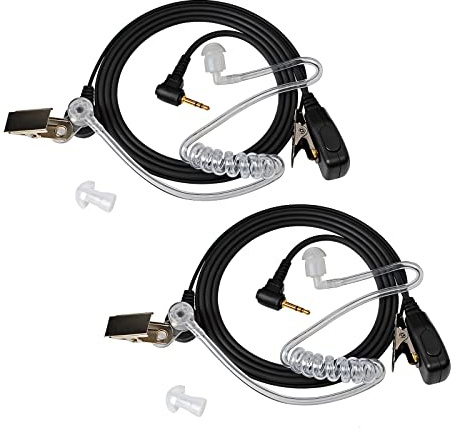 UAYESOK Schallschlauch Ohrhörer Walkie Talkie Headset 1 Pin 2,5 mm mit PTT Mikrofon für Motorola Talkabout TLKR T92 H2O T60 T80 T82 Extreme PMR T60 T62 XT180 Cobra Funkgerät Kopfhörer (2 Stück)