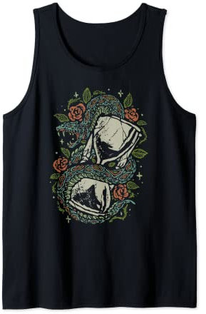 Japanische traditionelle Rosen und Schlange Sanduhr Tattoo-Stil Tank Top