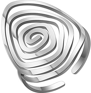 Dreamtimes Wirbel Geometrischer Ring Spirale Wirbel Ring Geflochtener Wickel Stil Frauen Edelstahl Übertrieben Einstellbare Daumen Offen Ring Mode Schmuck Geschenk für Frau Freundin