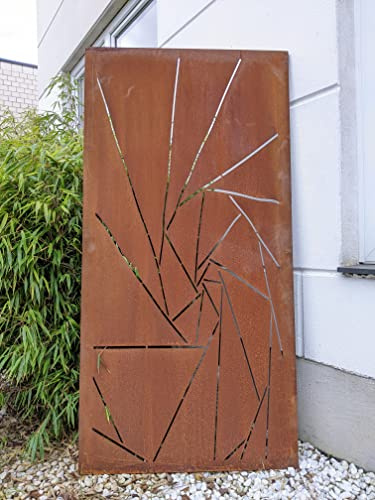 Zen Man Edelrost Garten Sichtschutz Wand Rost Sichtschutz aus Stahlblech Rost Gartenzubehör L75*H150cm 1mm 032158-2