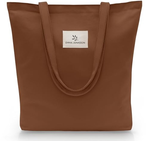Emma Jonasson Tote Bag Femme - Sac Tissu avec Fermeture éclair et Poche intérieure - Sac en Toile Femme - Aestetic Coton Bag - Canvas Sac Tote Bag - sac de course - sac cabas