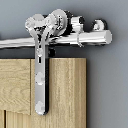 ETIASQSA Accessoires de porte coulissante, acier inoxydable 1,71 m matériel système de porte coulissante, ensemble complet de rails coulissants accessoires
