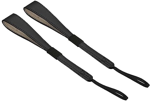 PATIKIL Camera Wrist Straps, 2Pcs PU Leather Adjustable Hand Wristlet Strap Lanyards String for DSLR Digital Camera Mirrorless Camcorder Flashlight, Black
