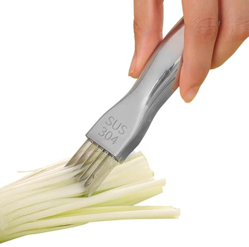 Tissting Taglia-Cipolle Verde in Acciaio Inossidabile, Tritatutto Per Scalogno in Acciaio Inox, Taglia-Verdure All'Aglio per Carote Patate Aglio e Cetrioli, Gadgets da Cucina Multifunzionali