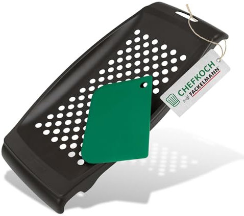 FACKELMANN Chefkoch Spätzlereibe mit Schaber – Zweiteilige Spätzlehobel in Grau/Grün – Ideal für Spätzle & Knöpfle – Spätzlepresse mit Schaber für einfaches Durchdrücken