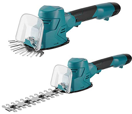 Cesoie per erba e tagliasiepi a batteria, tagliasiepi elettrico a batteria 2 IN 1 Batteria agli ioni di litio incorporata, cesoie per arte topiaria, tagliasiepi portatile per la coltivazione di arbu