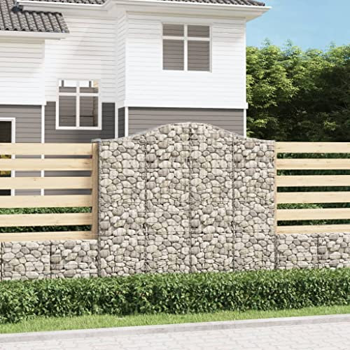 FUDUGEHMIOFWFJJ zinkwanne groß XXL,blumentopf XXL Outdoor,Gabionen mit Hochbogen 3 STK. 200x50x180/200cm Verzinktes EisenGeeignet für Garten, Terrasse, Schlafzimmer, Wohnzimmer