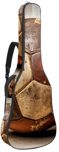 Gitarrentasche für Akustikgitarre mit zwei Taschen, Vintage-Stil, alter Fußball, wasserabweisend, doppelt verstellbarer Schultergurt, Gitarrentasche, Vintage Old Football Soccer, 42.9x16.9x4.7 in,