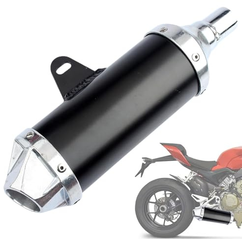 Endschalldämpfer für Motorrad, Scooter, ATV, Motorrad, 28 mm Durchmesser, Auspuff mit Endschalldämpfer, modifiziertes Endrohr, Schalldämpfer, schwarz und silber, für Motorrad