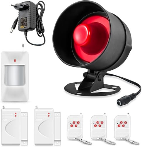 Fuers Alarmanlage Haus Alarmanlage Wohnung Alarmanlage 115dB Alarmanlage Wohnmobil Infrarot Alarmanlage Tür mit Türalarm Bewegungsmelder und Fensteralarm Sicherheitssystem für Haus 8-teilig