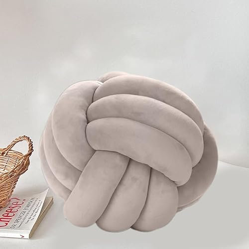 CEWROM Knotenkissen, Dekokissen Dunkelgrau, Knotbugelwurf Kissen Ultra weiche Begleiterin dekoratives handgewebte Knotbugel Lamm Samtsofa Kissen, Sofa Bett Deko Kissen Runden für Kind Schlafzimmer