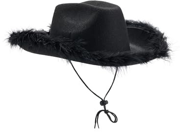 LYSINK Cowboyhut für Damen, Cowgirl-Hut mit Diamanté-Quaste, Cowboyhut mit Strass-Fransen, Rave-Zubehör für Junggesellenabschiede, Einheitsgröße