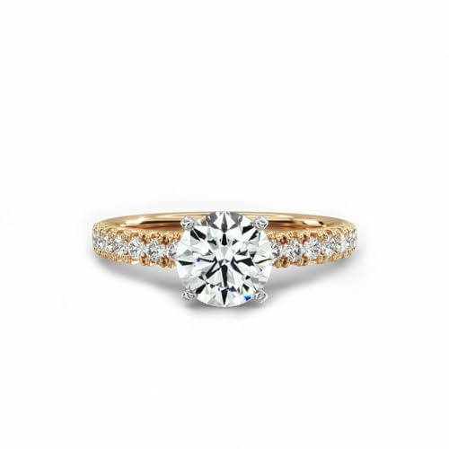 Molioaki Verlobungsring Damen 9K/14K/18K Gold Eheringe Frauen Ringe Versprechensring 1.24-3.24 ct Zirkonia/Moissanit/Kultivierte Diamanten Personalisierte Individuelle Gravur Ring