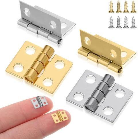 32 cerniere piccole con viti, 8 mm × 10 mm, mini cerniere pieghevoli, per porta dell'armadio, cerniera pieghevole per scatole di immagazzinaggio, cassapanche, progetti fai da te, modellismo