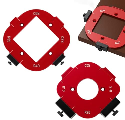 2 PCS Plantilla de Radio de Esquina con Radios R10/15/20/25 y R30/35/40/50,4 en 1 Plantilla de Posicionamiento de Esquina para Trabajar Madera,Aleación de Aluminio Plantilla para Fresadora Escuadra