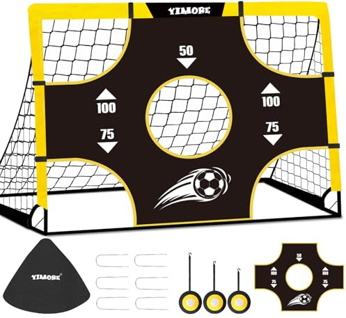 Yimore Fotbollsmål för Trädgård Barn med Bärkasse – 3-i-1 Barnfotbollsmål för Barn, Vikbar, Fotbollsmål Present för Trädgård Barn (120 cm med 4 Modeller Gul)