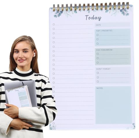 Bloc-notes de liste de tâches – 52 feuilles pour le quotidien – Liste quotidienne de carnet de notes, liste de contrôle pour ordinateur portable, solide