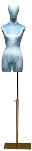 SHANYAYALI Weibliche Schaufensterpuppe Torso Körper Kopf Kleid Form mit Metallständer für Kleidung Kleid Schmuck Display Schaufensterpuppenständer (blau)