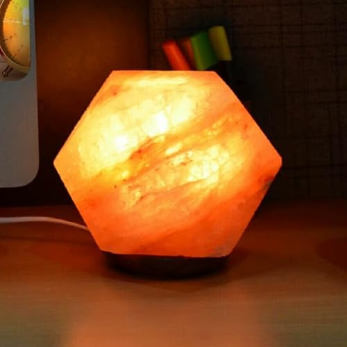 Classic Collection UK7 Ltd Himalayan Pink Salt Lamp, Diamond Design carevd Shape, 4 KG, Large Size. Natural Air Purifier & Ambient Light, UK Plug Corded.