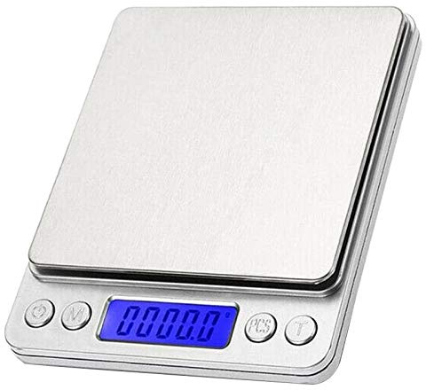 Fuhjythy Bilancia da Cucina Digitale nel Acciaio Inossidabile, Mini Bilancia per Alimenti 3Kg / 0.1G, Bilancia Elettronica, Bilancia Digitale Ricaricabile USB