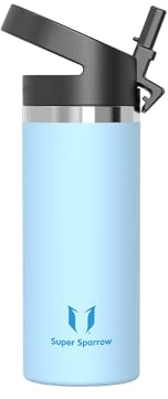 Sparrow Gourde Isotherme 500ml/750ml/1L/1.2L - Inox Gourdes avec Paille | Bouteille Isotherme avec Paille Gourde Inox , Anti-Fuite sans BPA, Chaud & Froid, Lave-Vaisselle, Sport, École ou Voyage