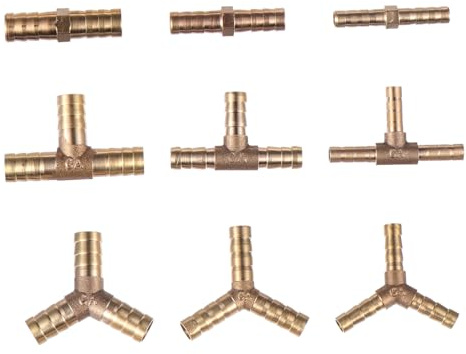 GARIOUANS 9 Piezas Conjunto de Racores de Cobre para Mangueras Adaptadores Forma Resistentes la Corrosión para Gas Aire y Agua Compatibles con Tubos Estándar