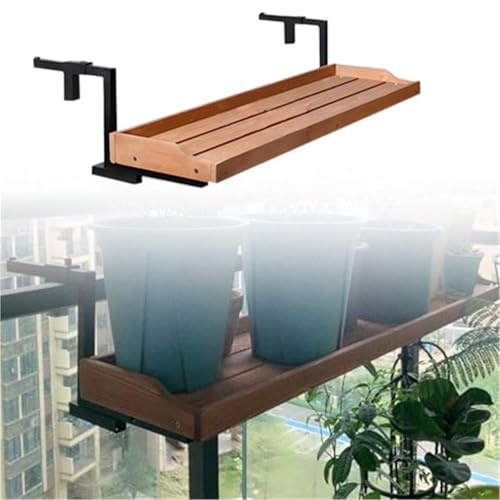 Genérico Madera Maciza Mesa Colgante Balcon Mesa Plegable para Balcón/Escritorio Colgante para Terraza, Soporte Pequeño para Balcón para Fácil De Instalar, Colgante para De(L 24in/60cm)