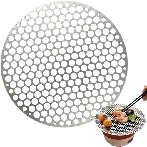 Jeruytgh Grill Net for Stove,Stainless Steel Round BBQ Grill Grate - Cooking Replacement, Campfire Grid Camping Cookware for Chicken Vegetables