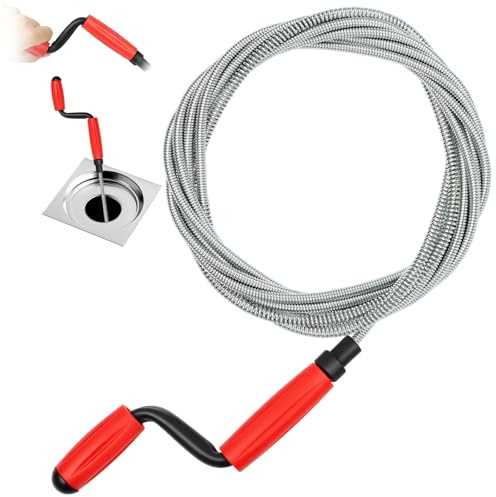 ANOMM Desatascador Tuberias Profesional, 6mm x 5m Desatascador WC, 5M | Desatascador Espiral Manual, Alambre Desatascador Tuberias para Limpiar Fregaderos, Bañeras, Alcantarillas e Inodoros