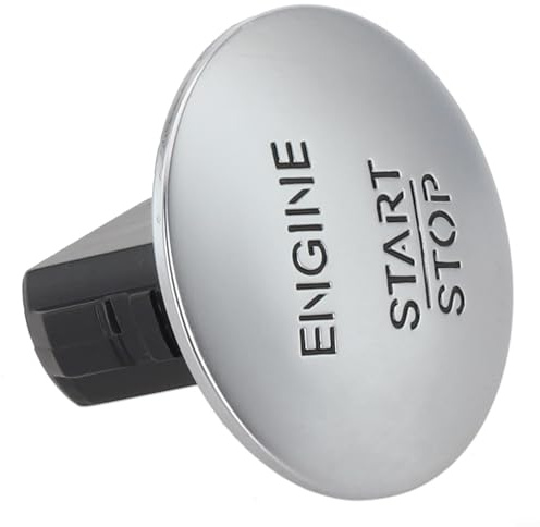 DAZZLEEX Botón de parada del motor para Mercedes Keyless Go System Chrome Silver ABS plástico reemplazo cubierta del interruptor 2215450714