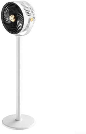 Whisper-Quiet 360° Oscillating Standing Fan, 5 Adjustable Speeds, 20dB Noise Level, Height Adjustable 28-86.5cm, 4000mAh Rechargeable for battery with Type-C Port and Aromatherapy Slot(White gray)