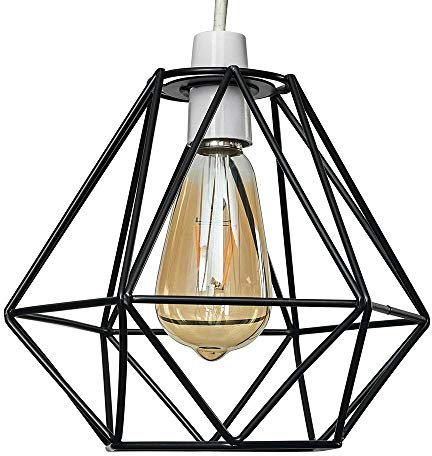 MiniSun | Retro Style Black Metal Basket Ceiling Light Shade | Pendant Lights, Home Décor & Improvement Essential | 235mm Shade Width