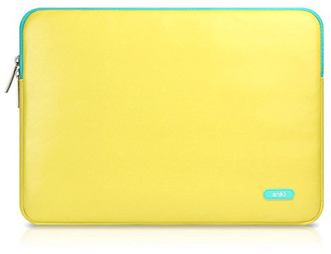 ZhuiKun 12 Pouces Résistant à l'eau en PU Cuir Pochette Sacoche Housse pour Ordinateur Portable/Netbook/MacBook Pro/MacBook Air Citron Jaune