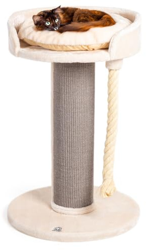 CanadianCat Company | Kratzbaum Ontario - XXL Katzenlounge 100 cm Höhe | beige | Ø 20cm Sisal-Kratzstamm