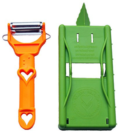 Pelador de corazones, pelador de verduras con cortador en juliana, tabla de cortar/verde sin soporte para sobras