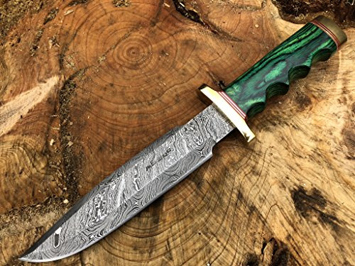 Perkin Knives Damastmesser Jagdmesser mit Scheide - Jagdmesser Bowie